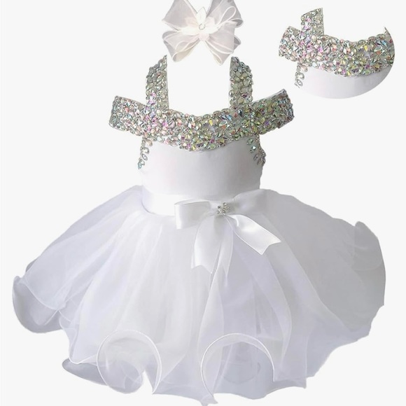Jennifer Wu Baby Girl Pageant Dress with matching hairbow - Picture 2 of 6